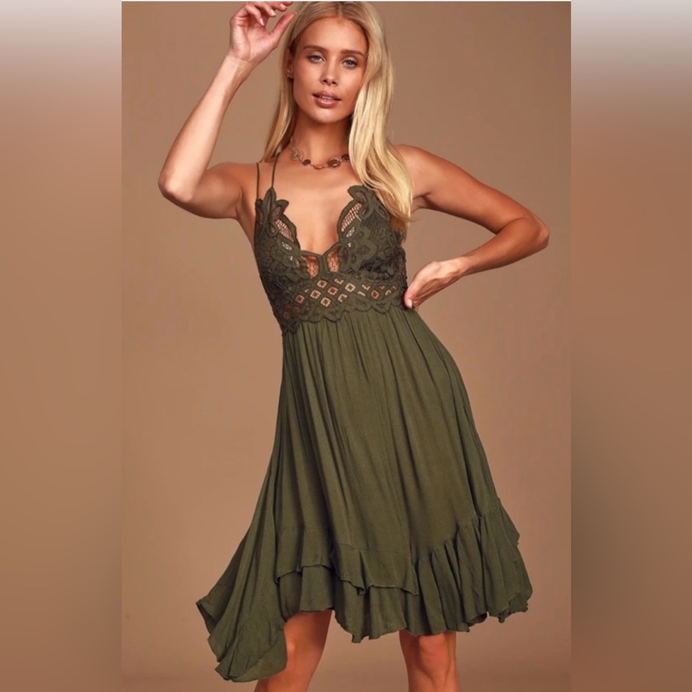 Free People Olive Adella slip dress